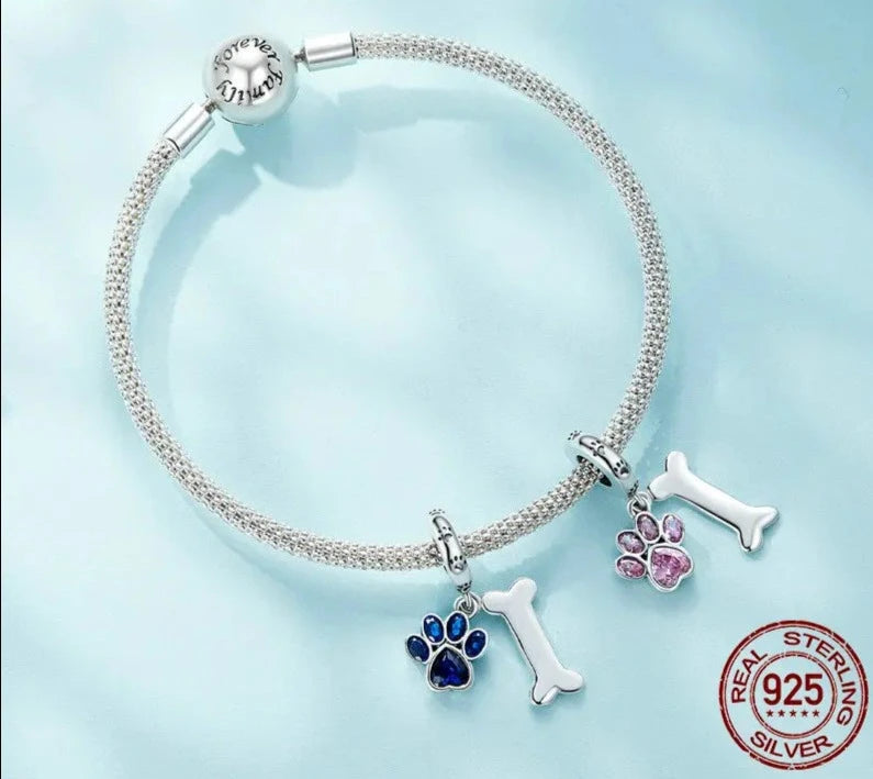 Silver Paw & Bone Charm