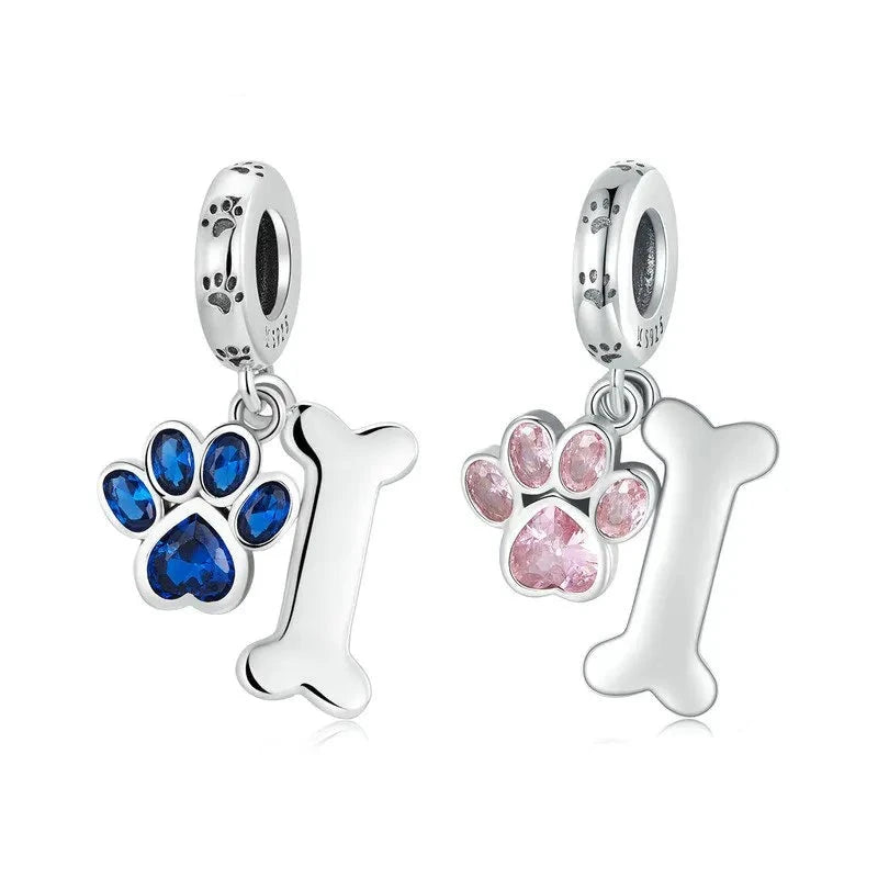 Silver Paw & Bone Charm