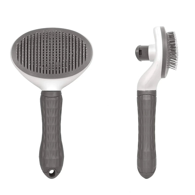 Pet grooming brush removes pesky pet hair but also keeps itself clean effortlessly.