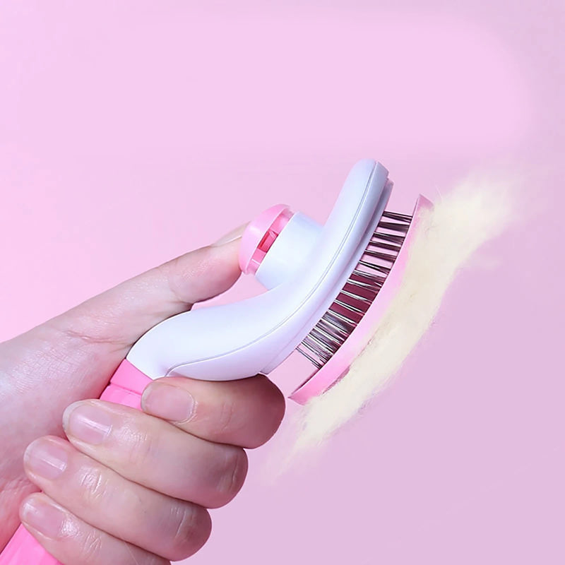 Pet grooming brush removes pesky pet hair but also keeps itself clean effortlessly.