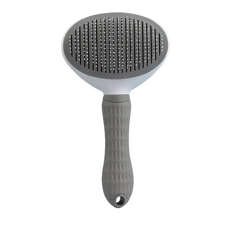 Pet grooming brush removes pesky pet hair but also keeps itself clean effortlessly.